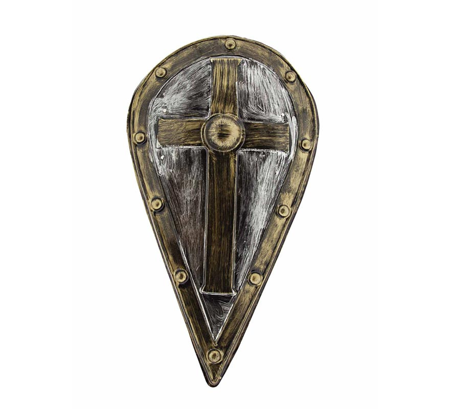 Medieval shield aged effect plastic 75x45 cm-B