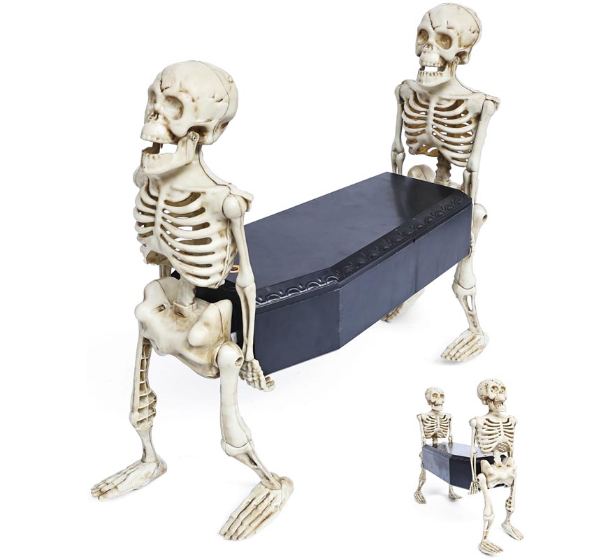 Animated Skeletons with Coffin with Light, Sound and Movement 44x17x48-B