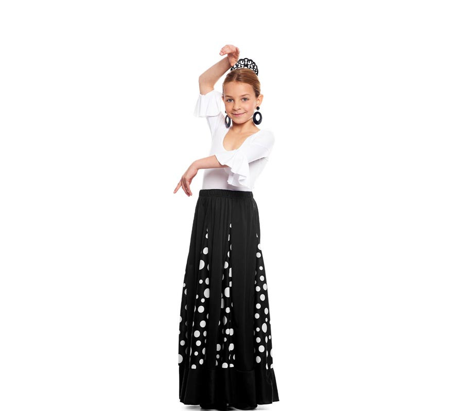 Quilas Sevillana Rock mit schwarz-weißen Polka Dots für Mädchen-B