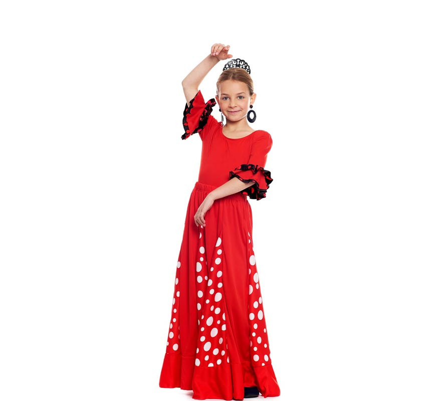Falda Sevillana de Color Rojo con Lunares para Mujer - MiDisfraz