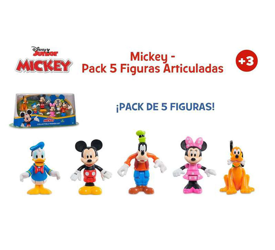 Figuras Mickey articuladas pack 5 figuras 7,6 cm (Mickey, Minnie, Pluto, Goofy y Donald)-B