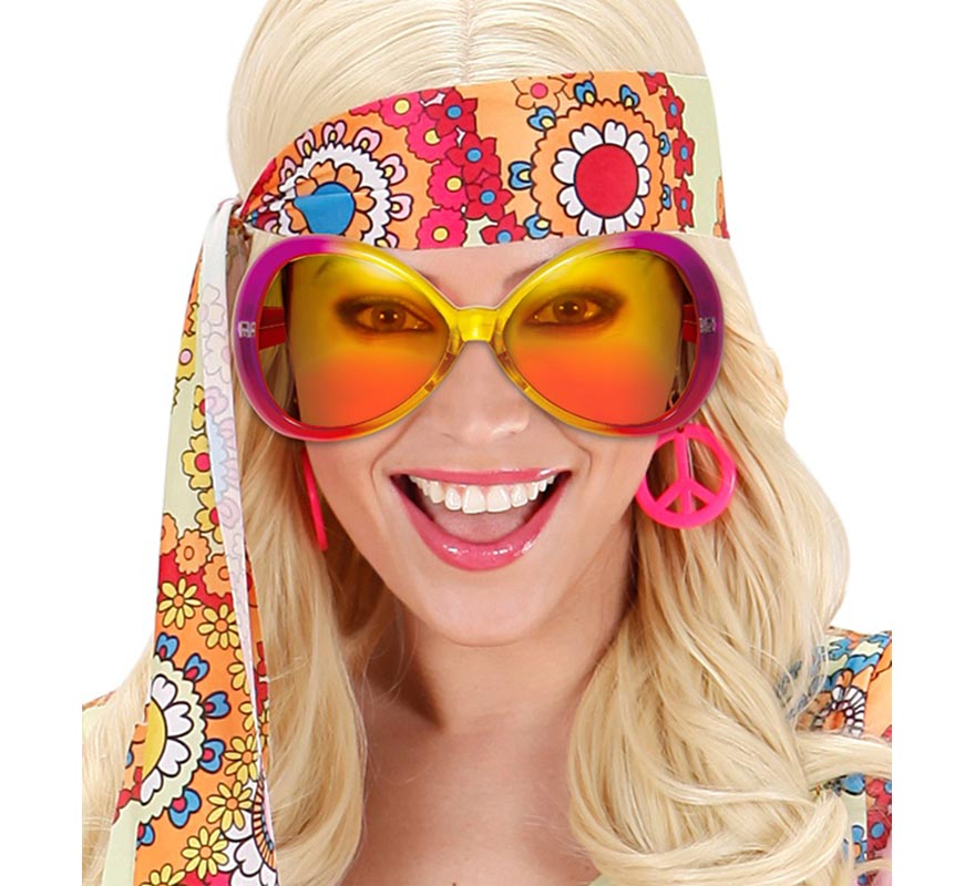 Large pink and yellow 60s glasses-B