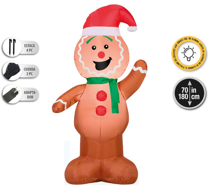 Galleta de Jengibre Hinchable con LED de 180 cm-B