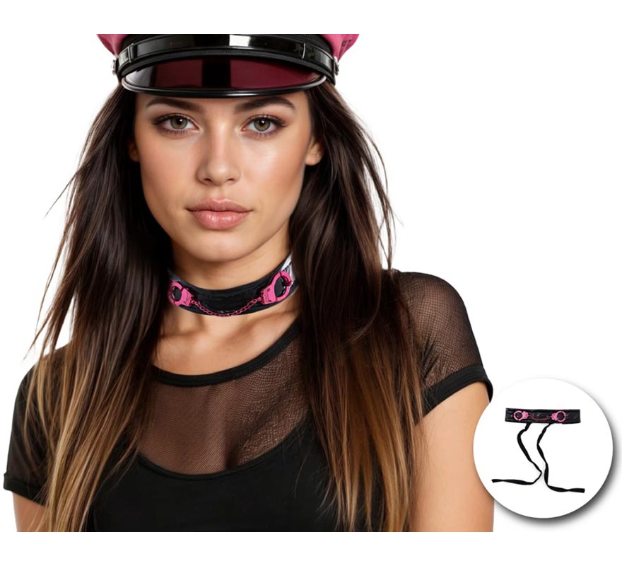 Choker with pink handcuffs-B