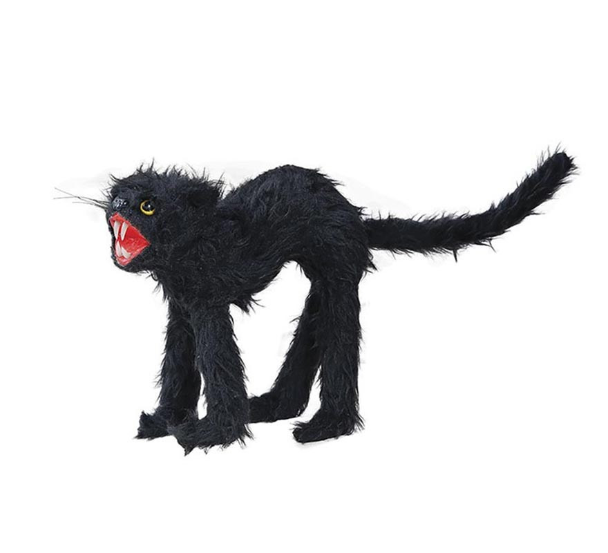 Gato Salvaje Peludo negro de 30 cm-B