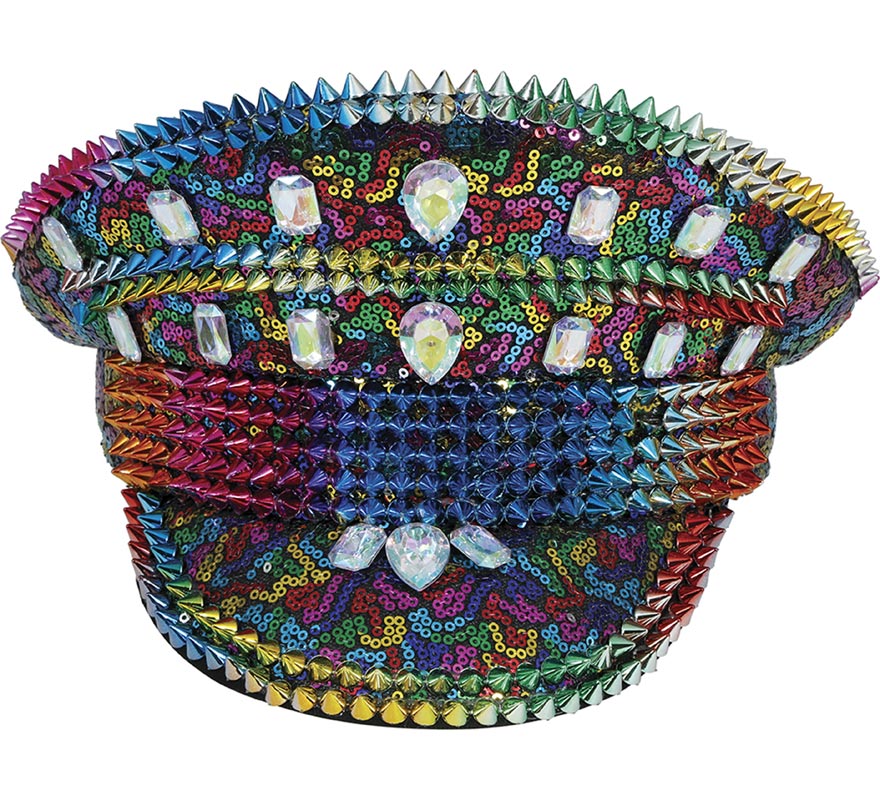 Gorra de Policía Arcoíris con Tachuelas adultos-B