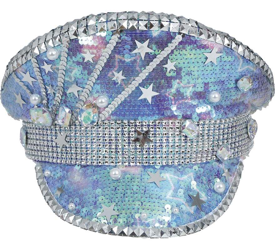 Gorra de Policía azul con Perlas adultos-B