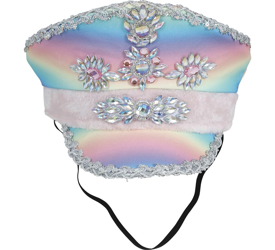 Gorra de Policía multicolor con Cinta rosa adultos-B