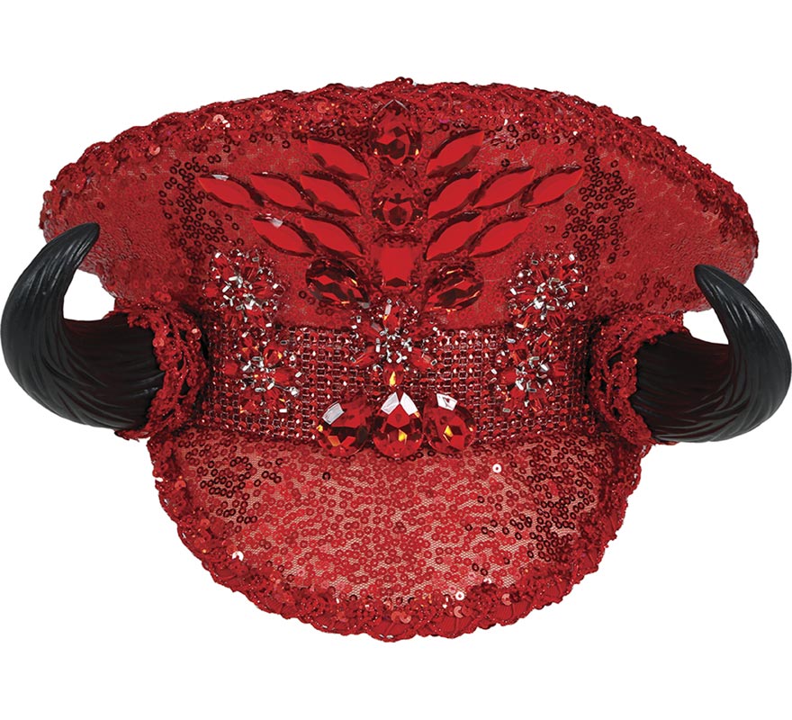 Gorra de Policía roja con Cuernos adultos-B