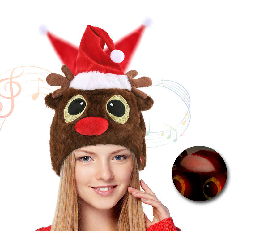 Gorro Bailarín de Reno con Luz-B