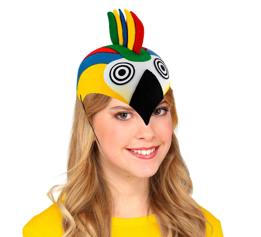 Chapéu de papagaio colorido de feltro infantil-B