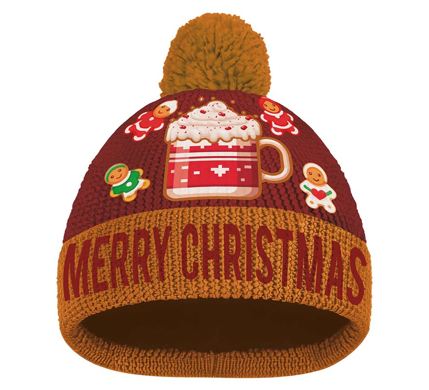 Gorro Navideño burdeos efecto de lana-B