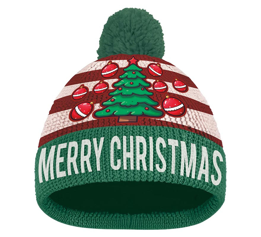 Gorro Navideño efecto verde Lana-B