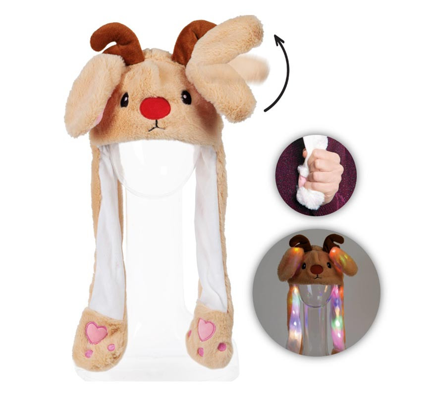 Rentierhut mit Ohren mit Licht und Bewegung-B