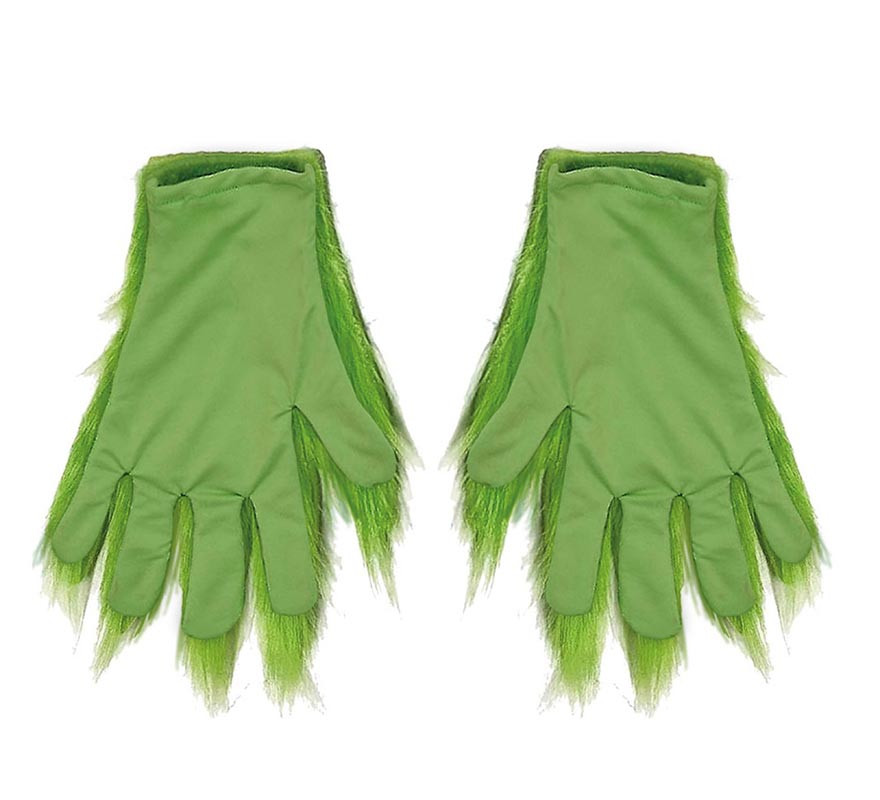 Guantes de Monstruo Gruñón de la Navidad verde-B