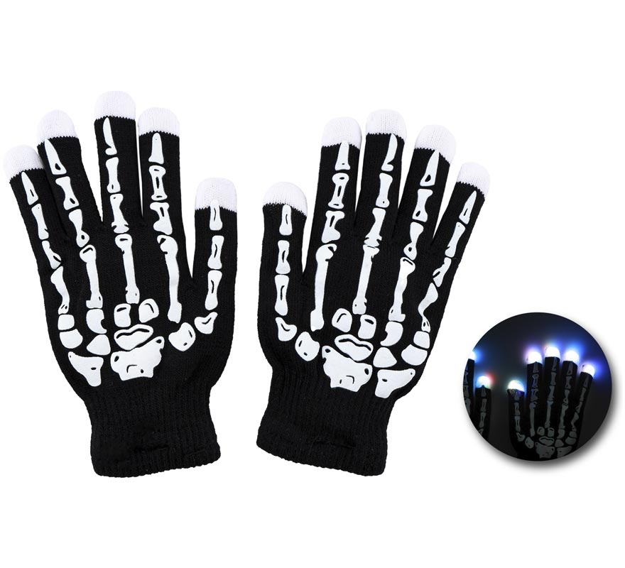 Luvas de esqueleto de LED para adultos-B