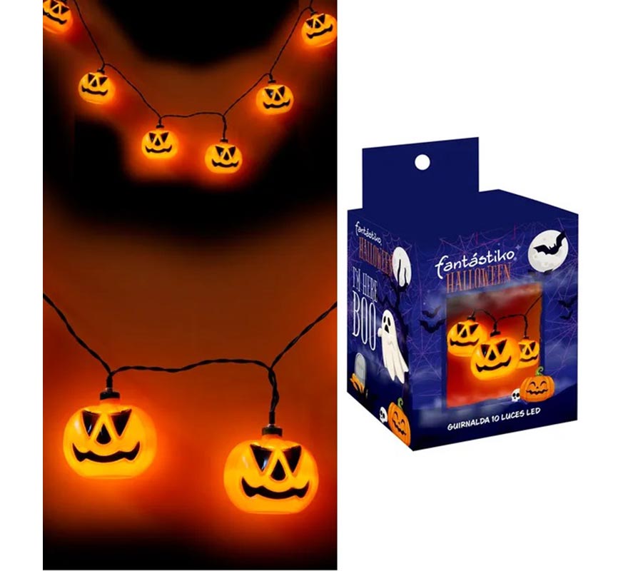 Guirlanda de 10 abóboras com iluminação LED, 150 cm-B Guirlanda de 10 abóboras com iluminação LED, 150 cm-B