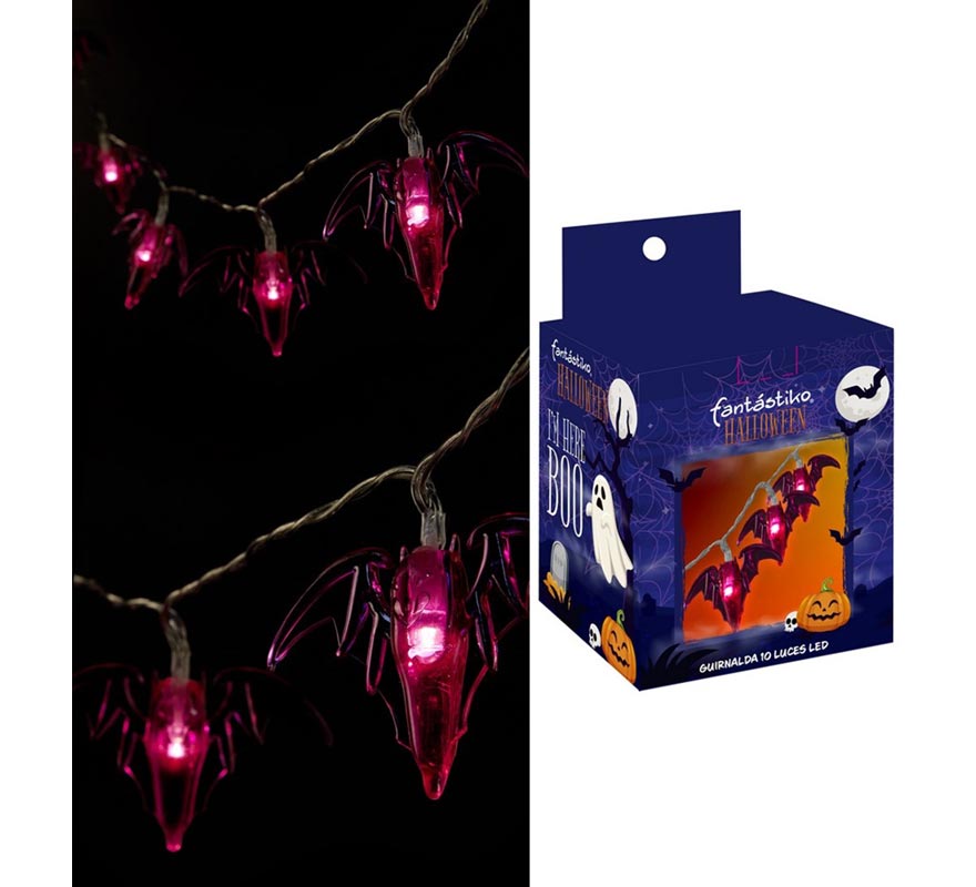 Garland of 10 Bats with 150 cm LED Lighting-B
