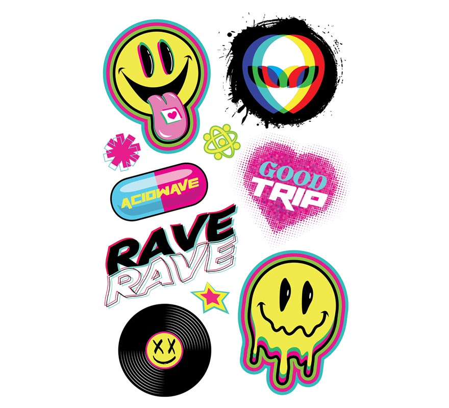 Hoja de Tatuajes Acid de 14x30 cm-B