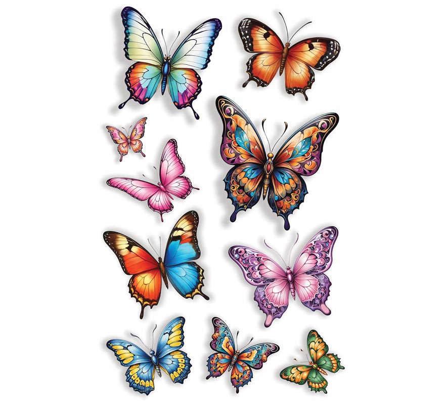Hoja de Tatuajes de Mariposas de 14x30 cm-B