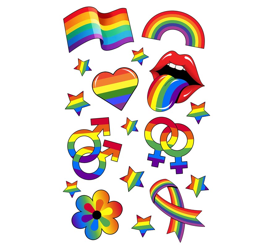 Hoja de Tatuajes LGTB de 14x30 cm-B