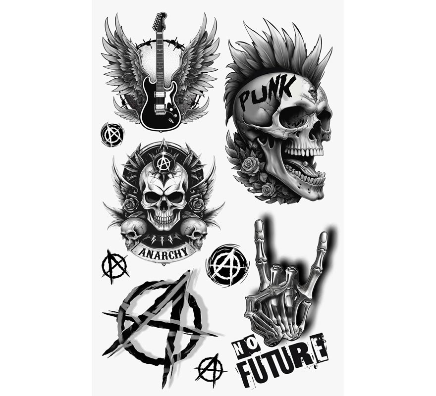 Hoja de Tatuajes Punk de 14x30 cm-B