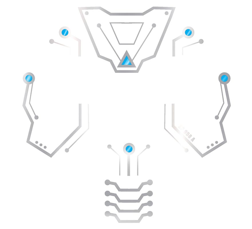 Hoja de Tatuajes Robot Ciborg para Cara de 20x20 cm-B