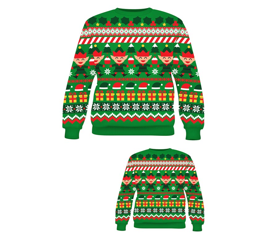 Jersey Navidad Elfo verde para niños-B