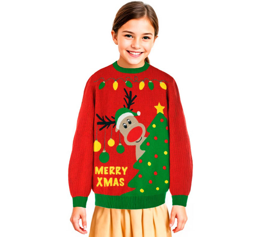 Jersey Navideño Renito con Luces para niños-B