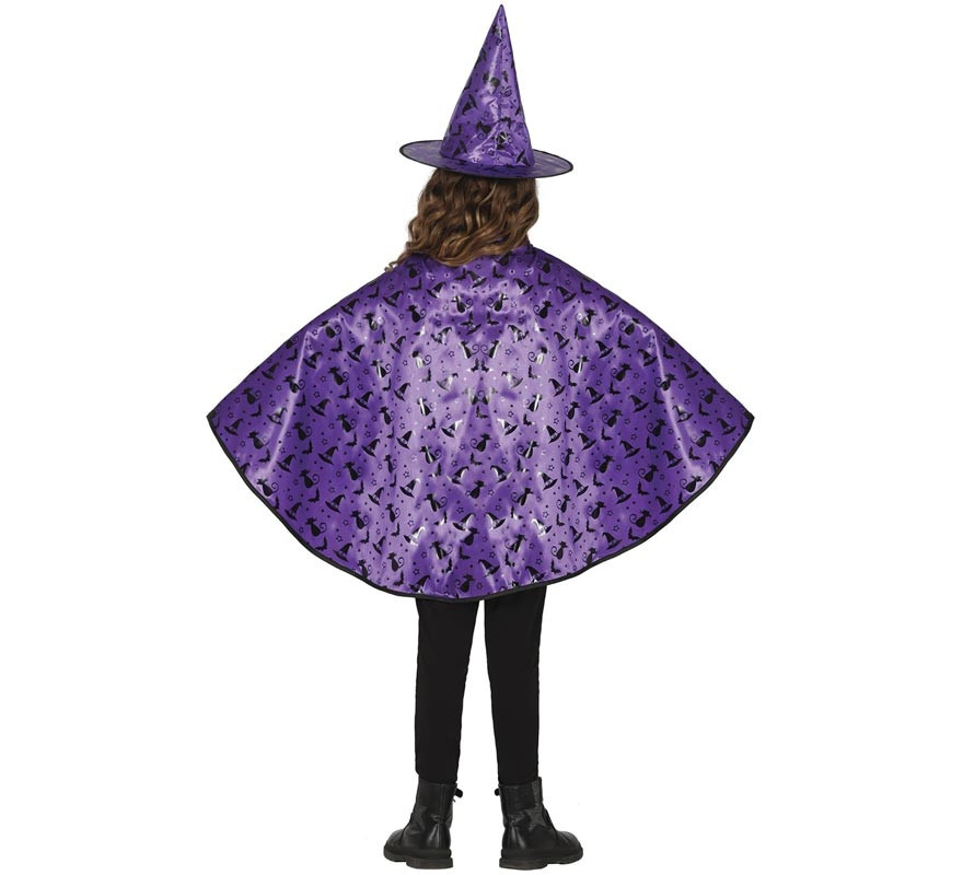 Kit Sorcière Lilas Enfant : Cape et Chapeau-B