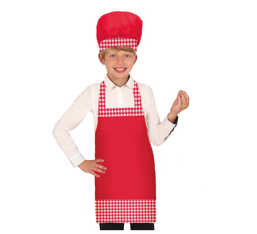Kit de chef pour enfants : chapeau et tablier de différentes couleurs-B