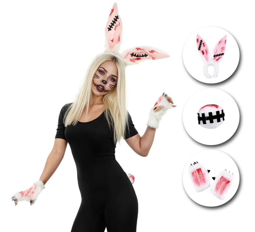 Bloody Bunny Kit: Headband, Tail, and Gloves-B