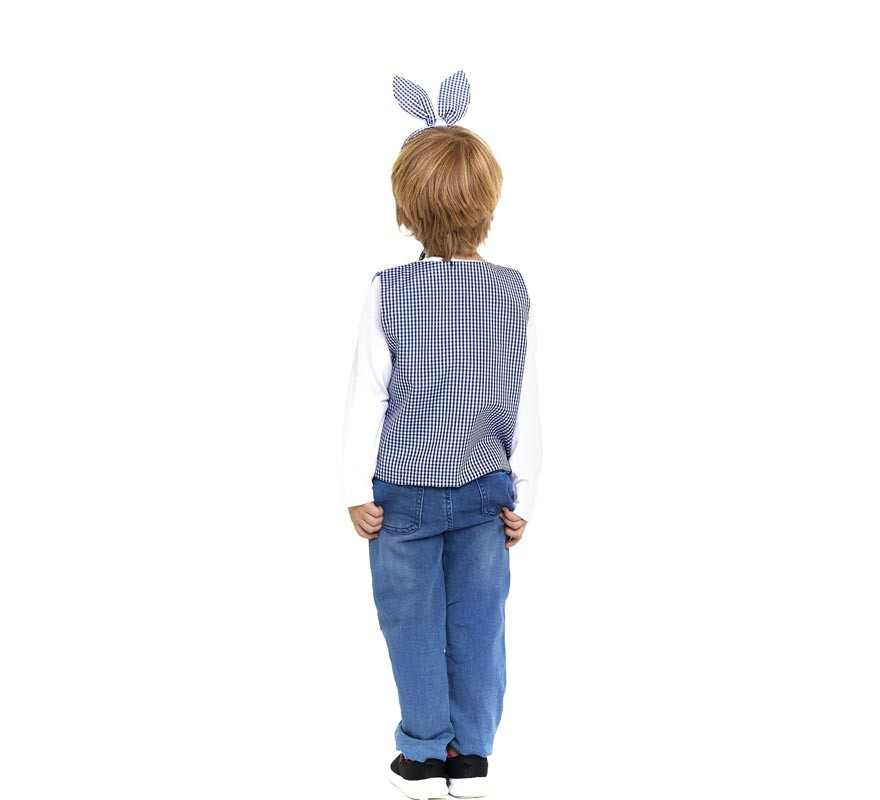 Kit de Conejo a cuadros infantil: Chaleco, diadema, pajarita y zanahoria-B