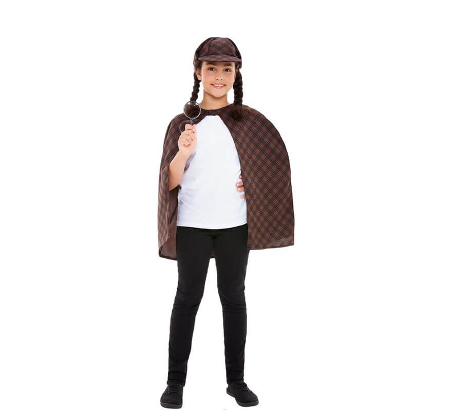 Brown Detective Kit für Kinder: Umhang, Hut und Lupe-B
