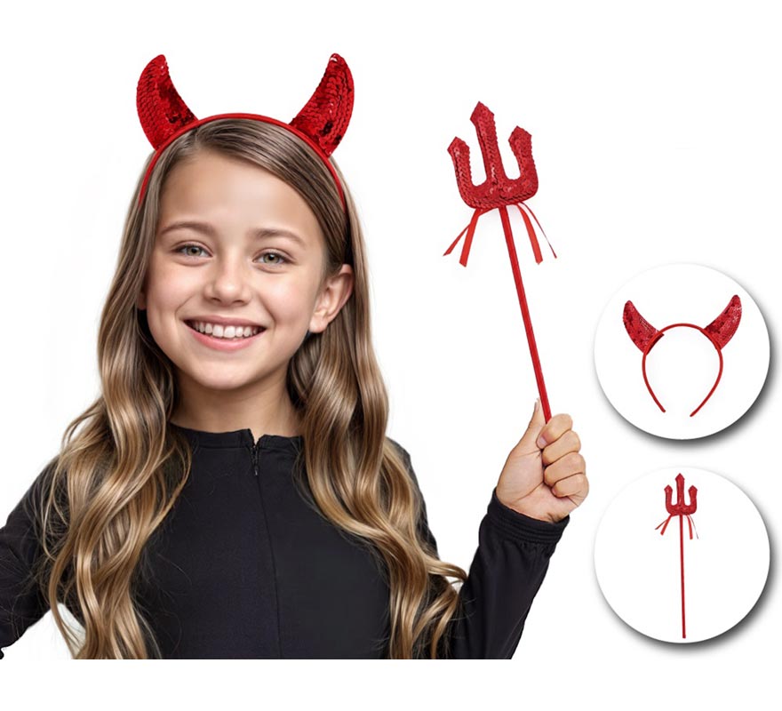 Kit du diable pour enfants : serre-tête et baguette-B