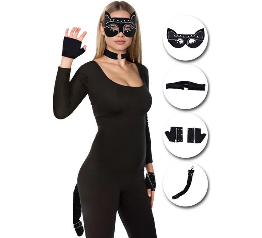 Kit Gato: Máscara, coleira, luvas e rabo-B