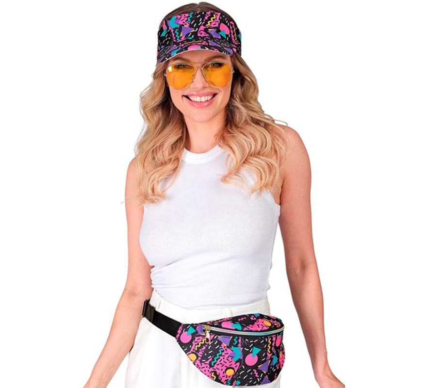 80s Kit: Black Fanny Pack and Visor-B