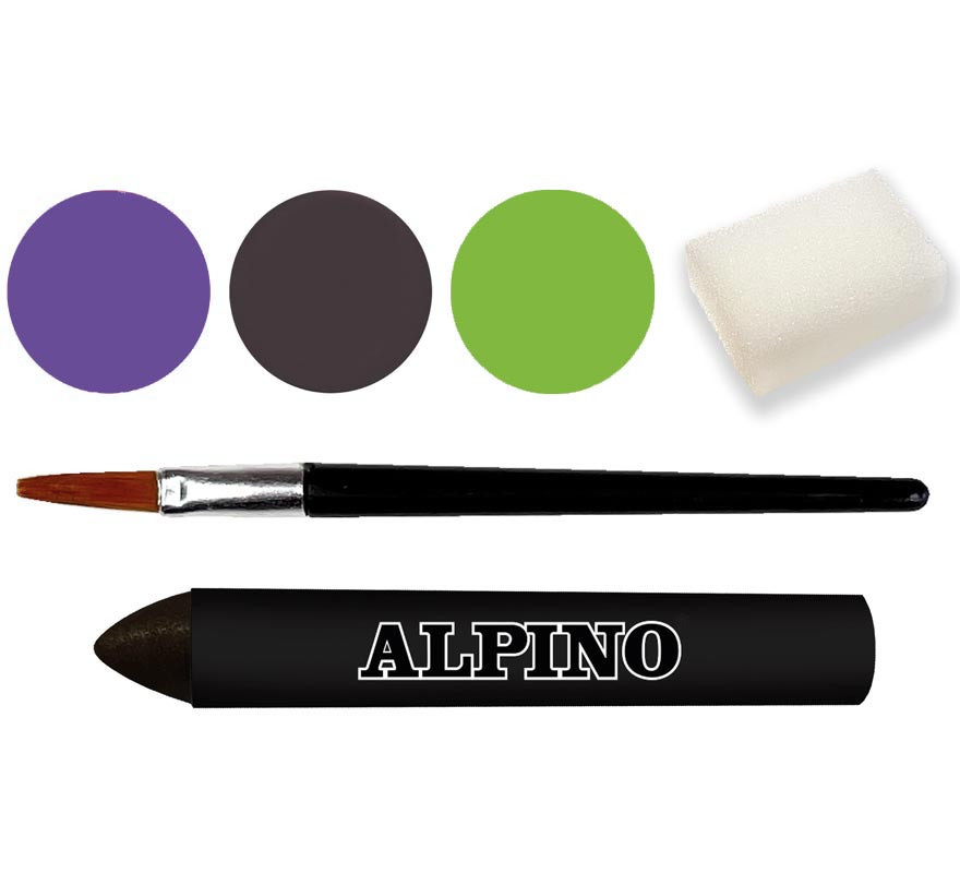 Kit de Maquillaje de Bruja: 3 colores, pincel y esponja-B