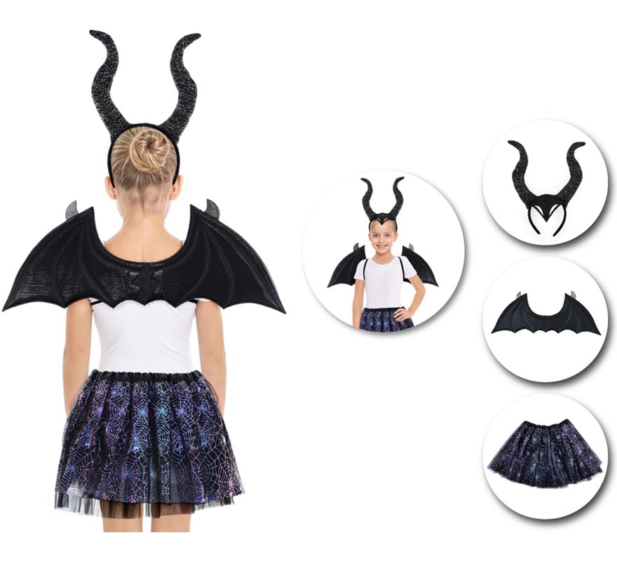 Children's Black Bat Kit: Tutu, Headband and Wings-B