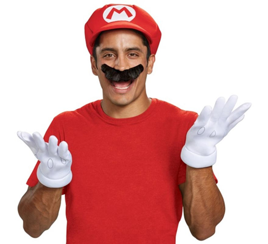 Kit de Super Mario Nintendo para Adulto: Gorra, guantes y bigote-B