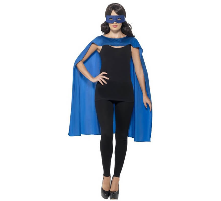 Kit de Super-Héros Bleu Adulte: Cape et Mi Masque