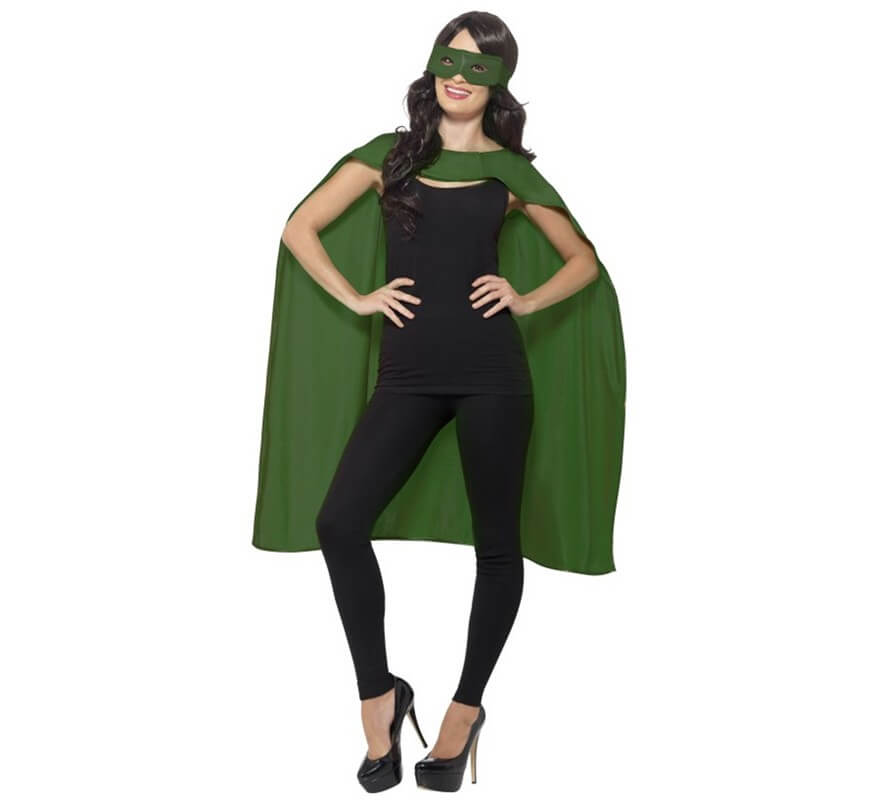 Kit supereroe verde adulto: mantello e maschera-B