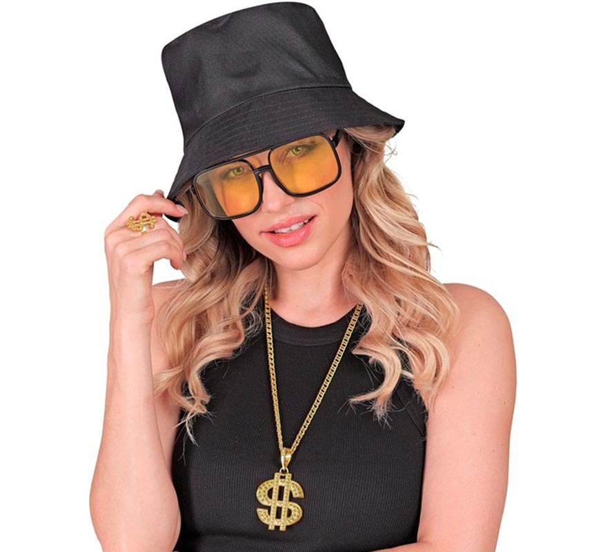 90s Hip Hop Kit: Hat, Glasses, Necklace and Ring-B