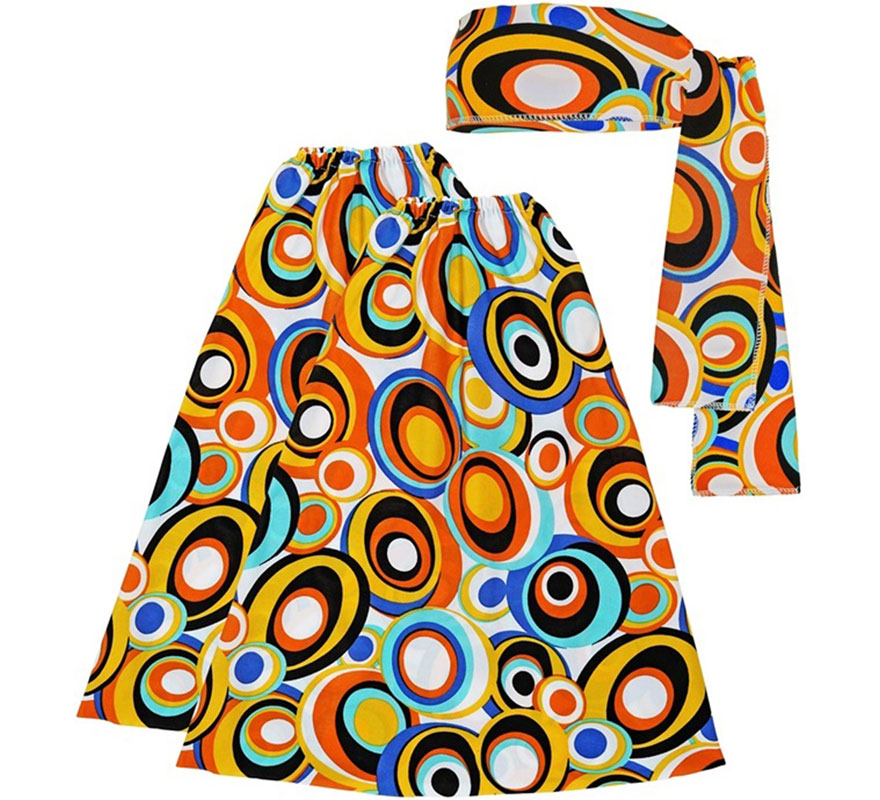 Kit Hippie Años 70 Burbujas multicolor adulto: Banda y Calentadores-B