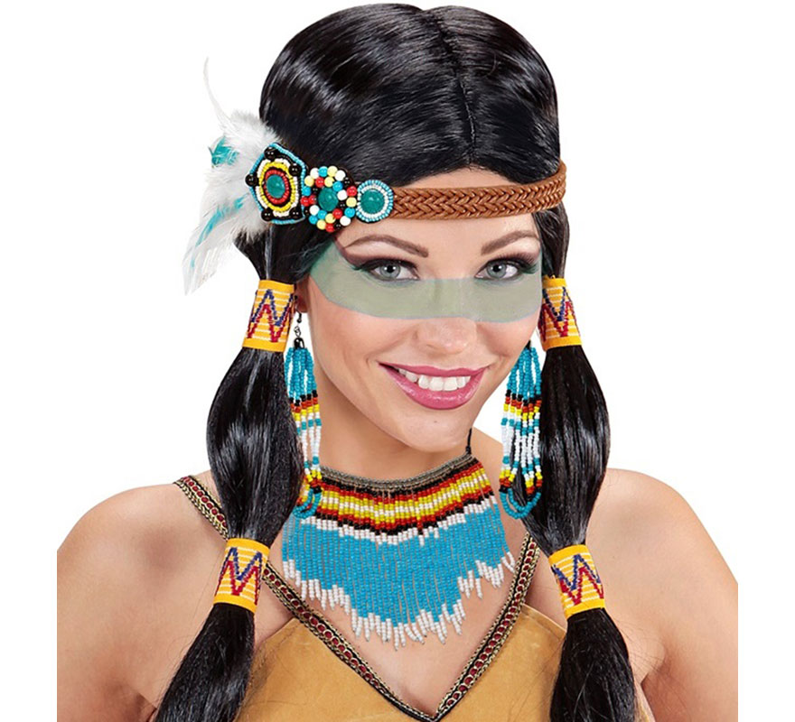 Kit Indígena: Colar, Brincos e Fita-B