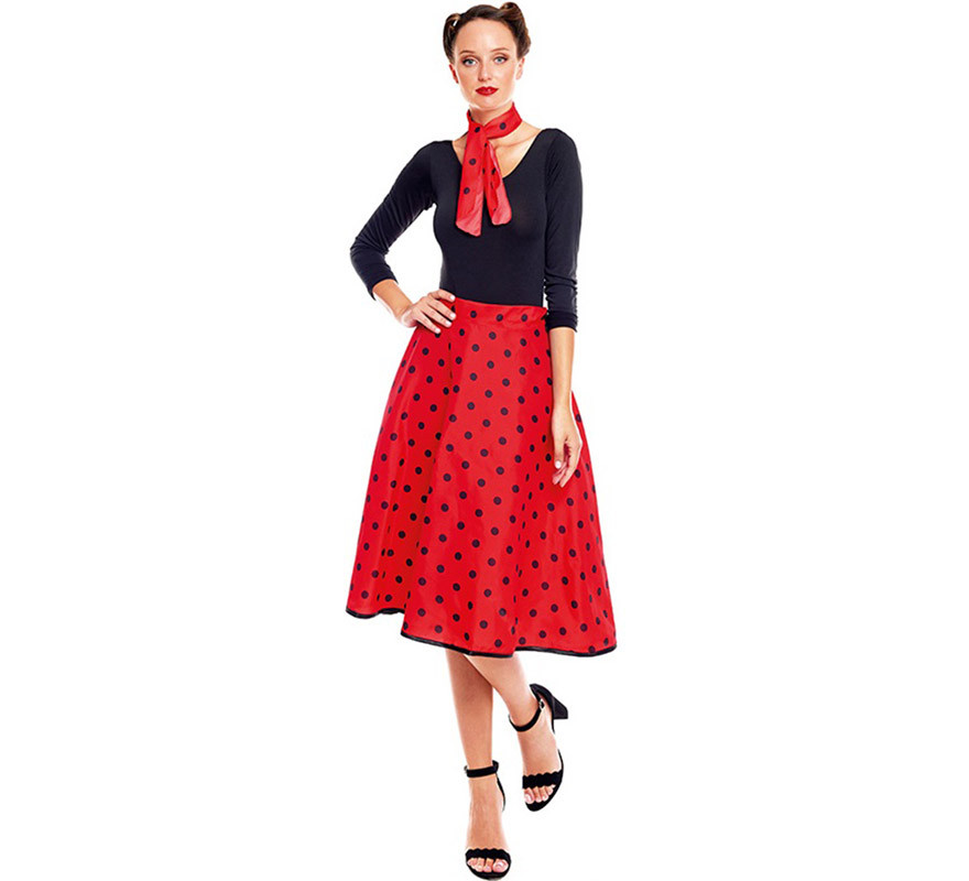 Kit o Disfraz Años 50 en varios colores para mujer: Falda y Pañuelo-B