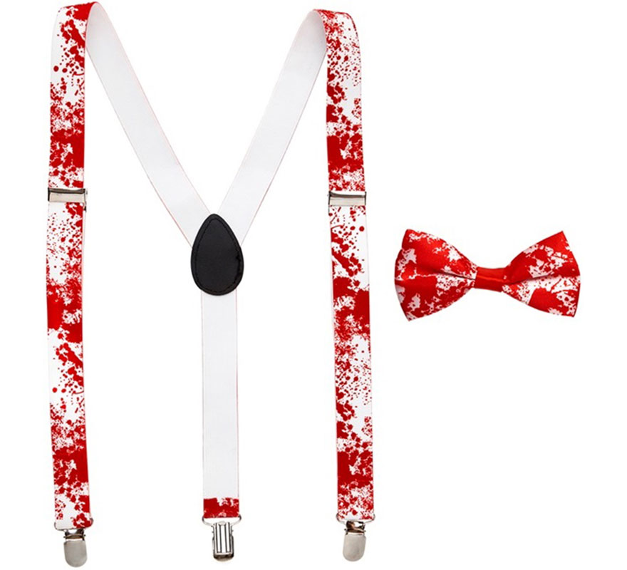 Psycho Killer Costume Kit : Bloody Suspenders and Bow Tie-B