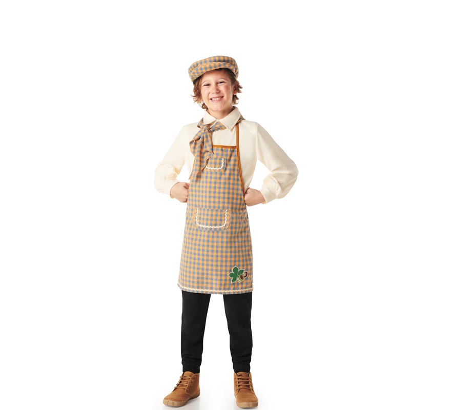 Chestnut Seller Costume Kit for Kids: Cap, Apron and Scarf-B