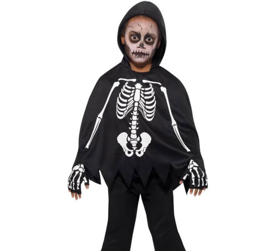 Cape Squelette Halloween Adulte | Capuche, Style Médiéval Fantôme | Pour Déguisement Sorcière, Faucheuse, Carnaval