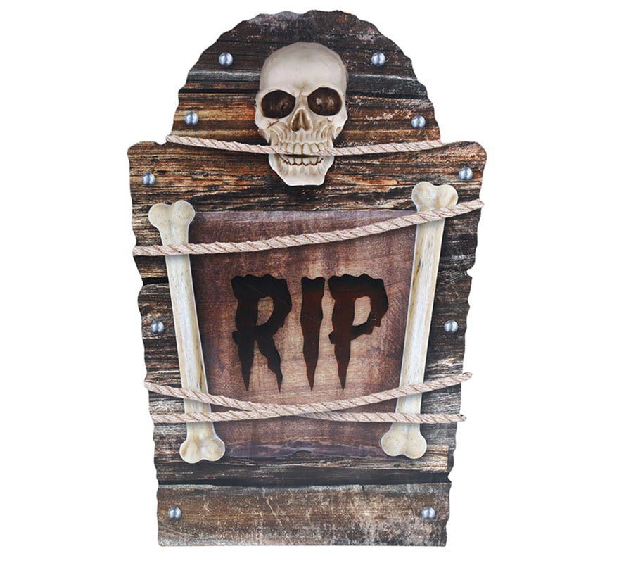 '''Crânio de Lápide de Cemitério ''''RIP'''' plástico 56 cm'''-B